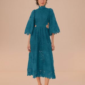 Green Guipire Cut-Out Midi Dress
 – FARM Rio