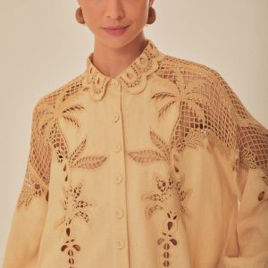 Khaki Palms Richelieu Euroflax™ Premium Linen Shirt
 – FARM Rio