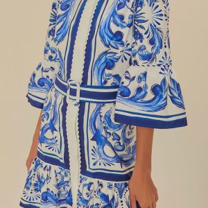 Off-White Garden Tiles Mini Dress
 – FARM Rio