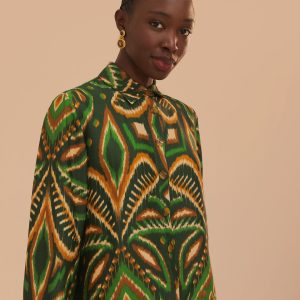 Green Pineapple Ikat LENZING™ ECOVERO™ Viscose Shirt
 – FARM Rio