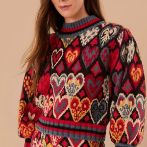 Black Hearts Ikat Knit Sweater
 – FARM Rio