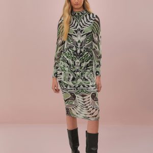 Black Lace Nature Tulle Midi Dress
 – FARM Rio