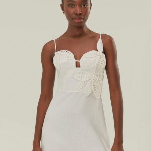 White 3D Flower Bodice Mini Dress
 – FARM Rio