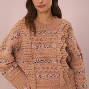 Cream Wavy Ruffle Sweater
 – FARM Rio
