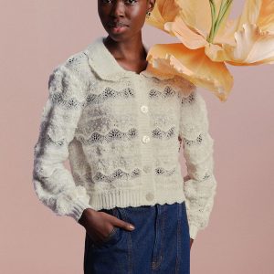 Mixed Stitches Off-White Knit Cardigan
 – FARM Rio