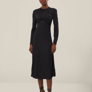 Black Twisted Cup Midi Dress
 – FARM Rio
