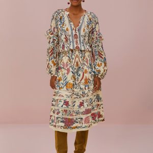 Cream Romantic Lightness Midi Skirt
 – FARM Rio