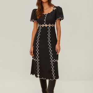 Black Short Sleeve LENZING™ ECOVERO™ Euroflax™ Maxi Dress
 – FARM Rio