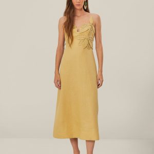 Sand 3D Flower Bodice Midi Dress
 – FARM Rio