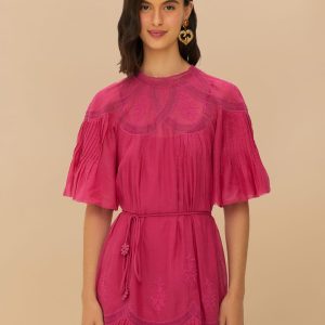Pink Short Sleeve Ruched Mini Dress
 – FARM Rio