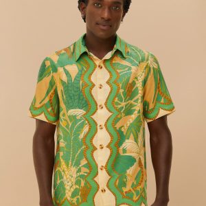 Beige Tropical Isla LENZING™ ECOVERO™ Euroflax™ Shirt
 – FARM Rio