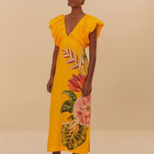 Off-White Spring Awakening Euroflax™ Premium Linen Midi Dress
 – FARM Rio