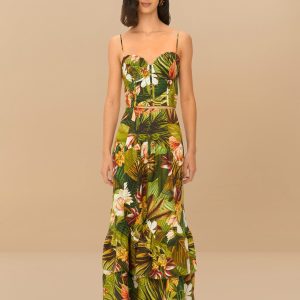 Multicolor Botanical Forest LENZING™ ECOVERO™ Euroflax™ Midi Skirt
 – FARM Rio