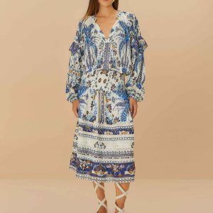 Off-White Ana Tapestry Organic Cotton Midi Skirt
 – FARM Rio