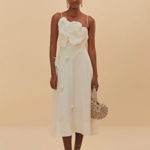Off-White Garden LENZING™ ECOVERO™ Euroflax™ Midi Dress
 – FARM Rio