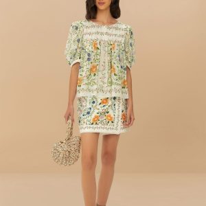 Off-White Folk Floral Mini Skirt
 – FARM Rio