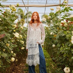 Off-White Nautical Guipure Long Sleeve Midi Dress
 – FARM Rio