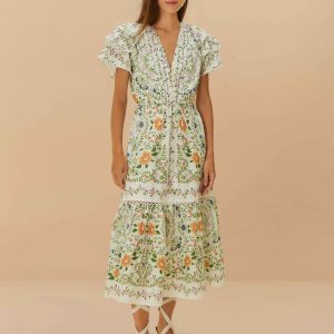 Off-White Folk Floral Lace Midi Dress
 – FARM Rio