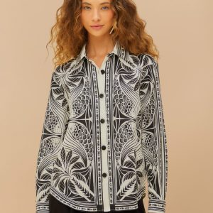 Off-White Monochrome Elegance Scarf Shirt
 – FARM Rio