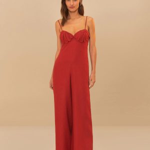 Red Petals Bodice Euroflax™ Premium Linen Jumpsuit
 – FARM Rio