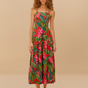 Red Dream Garden LENZING™ ECOVERO™ Euroflax™ Maxi Dress
 – FARM Rio