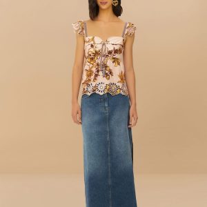 Denim Side Slit Maxi Skirt
 – FARM Rio