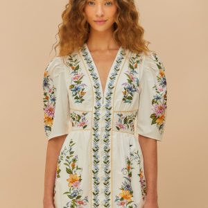 Off-White Sweet Bloom Dreamscape Organic Cotton Mini Dress
 – FARM Rio