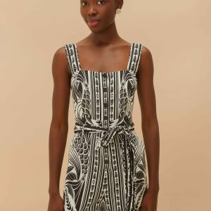 Off-White Monochrome Elegance Scarf LENZING™ ECOVERO™ Euroflax™ Romper
 – FARM Rio