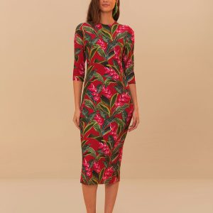 Red Dream Garden Jersey Midi Dress
 – FARM Rio