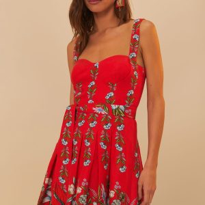 Red Sweet Bloom Bouquet LENZING™ ECOVERO™ Euroflax™ Mini Dress
 – FARM Rio