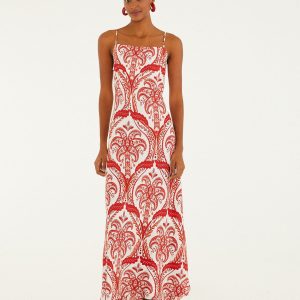 Off-White Tropical Cameo Slip Lenzing™ Ecovero™ Maxi Dress
 – FARM Rio