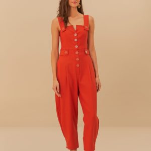 Orange Asymmetric Sleeveless Dungaree
 – FARM Rio