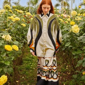 Off-White Coconut Tree Flow Pleated Blouse
 – FARM Rio