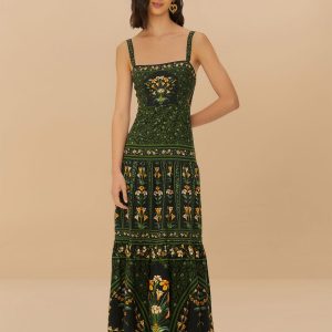 Black Flowers Arch LENZING™ ECOVERO™ Euroflax™ Maxi Dress
 – FARM Rio