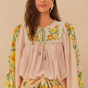 Pink Botanical Beauty Long Sleeve Blouse
 – FARM Rio