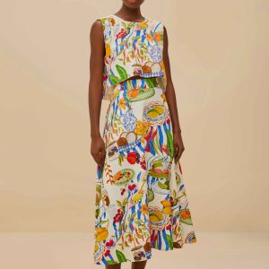 Off-White Fresh Table LENZING™ ECOVERO™ Euroflax™ Midi Skirt
 – FARM Rio