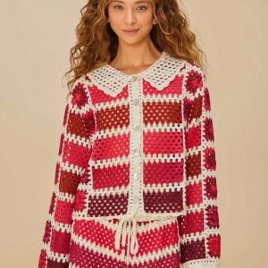 Red Colorful Crochet Tiles Shorts
 – FARM Rio