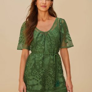 Green Pineapple Guipure Mini Dress
 – FARM Rio