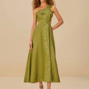 Green Palm Tree Euroflax™ Premium Linen Maxi Dress
 – FARM Rio
