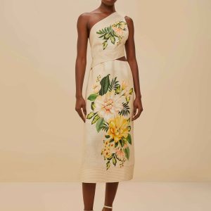 Garden Cascade Sand Midi Dress
 – FARM Rio