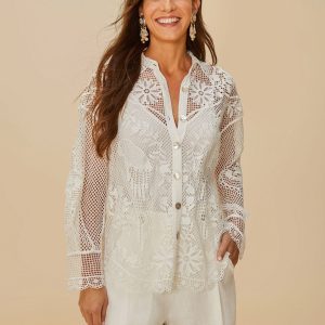 Off-White Landscape Guipure Shirt
 – FARM Rio