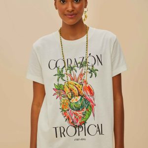 Off-White Corazón Tropical Organic Cotton T-Shirt
 – FARM Rio