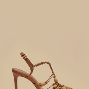 Tan High Heel Beads Sandal
 – FARM Rio