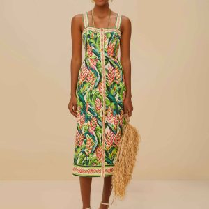 Heli Leaves Pearl Midi Dress
 – FARM Rio