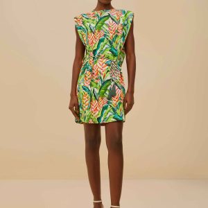 Off-White Heli Leaves Organic Cotton T-Shirt Mini Dress
 – FARM Rio