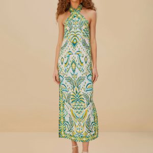 Off-White Tropical Tapestry Euroflax™ Premium Linen Maxi Dress
 – FARM Rio