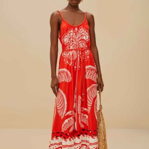 Red Majestic Coconut Tree LENZING™ ECOVERO™ Euroflax™ Maxi Dress
 – FARM Rio