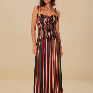 Multicolor Pipa Stripes Midi Dress
 – FARM Rio