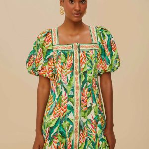 Off-White Heli Leaves LENZING™ ECOVERO™ Euroflax™ Mini Dress
 – FARM Rio