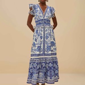 Off-White Shell Garden Maxi Dress
 – FARM Rio